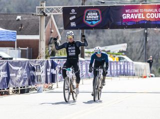 Homegrown Gravel Race sprint finish after 100 miles in elite men's division