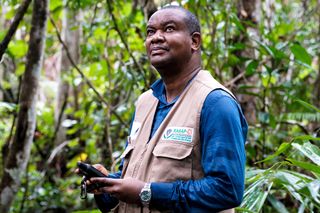 Man amid jungle