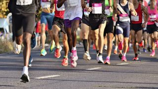 Runners in a road marathon