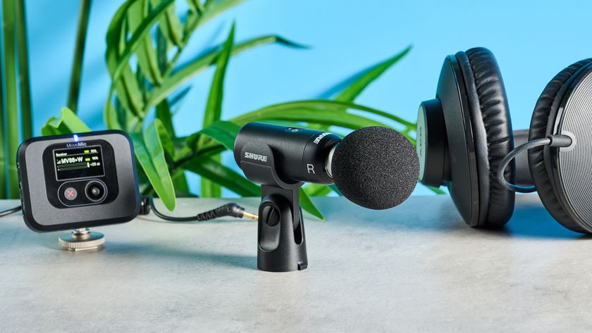 the black shure movemic 88+ for phone-first content creation, with wireless bluetooth connection and a receiver for camera connection