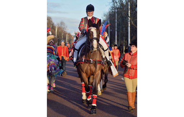 Midas loving the limelight with Caroline Marsh. Photo by Equipassion UK
