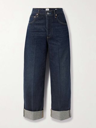 Ayla Baggy Cuffed Crop Mid-Rise Straight-Leg Jeans