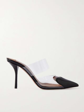 Cœur 90 Pu and Patent-Leather Point-Toe Mules