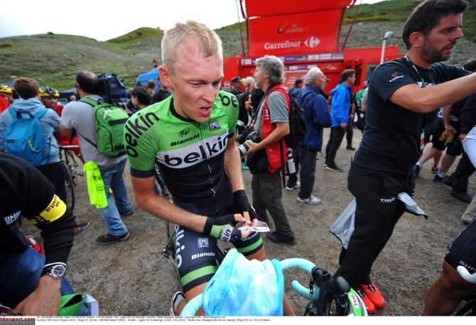 Robert Gesink (Belkin) takes a minute to recover after the stage
