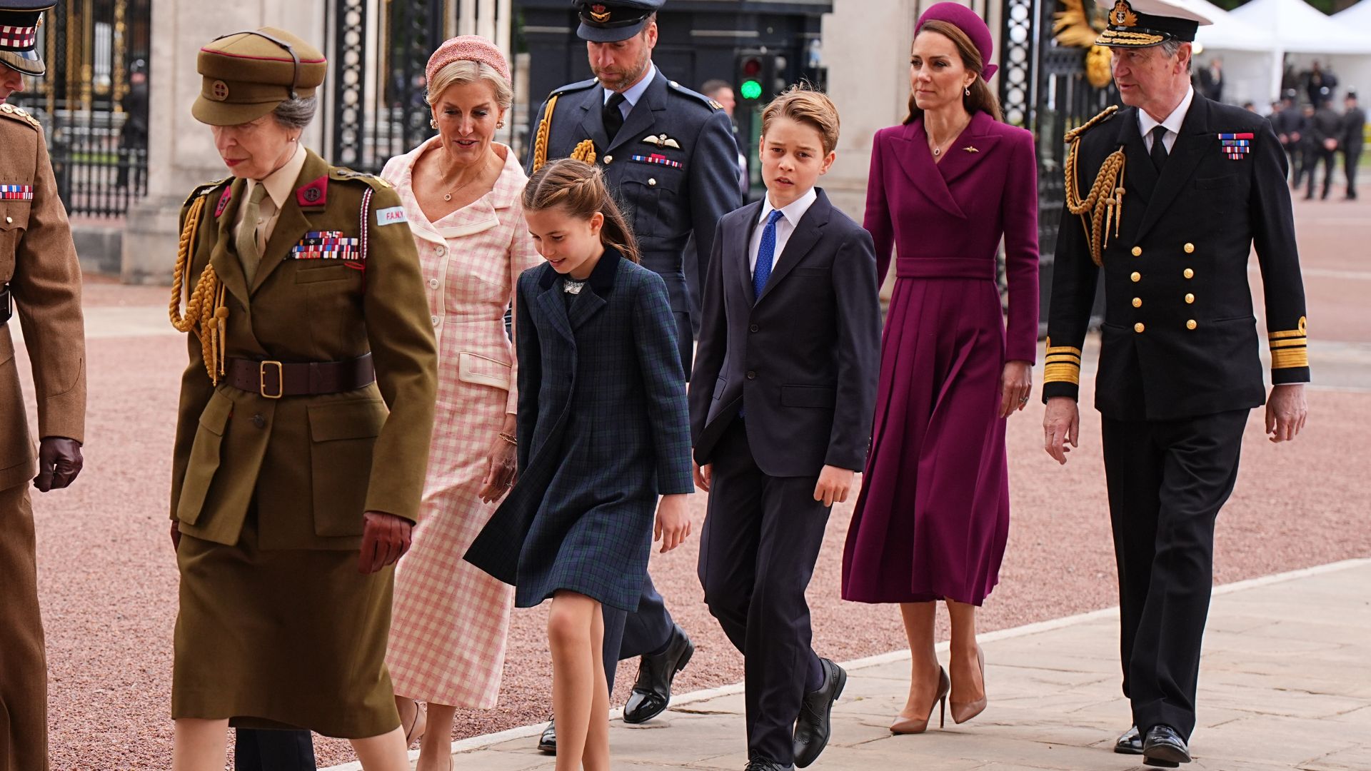 Members of the Royal Family on VE Day 2025, including Duchess Sophie and Princess Charlotte