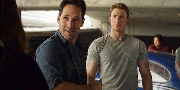 Paul Rudd as Scott Lang and Chris Evans as Steve Rogers in Captain America: Civil War