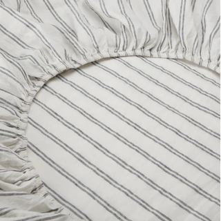 Ivory Kemptown Stripe Linen Blend Fitted Sheet