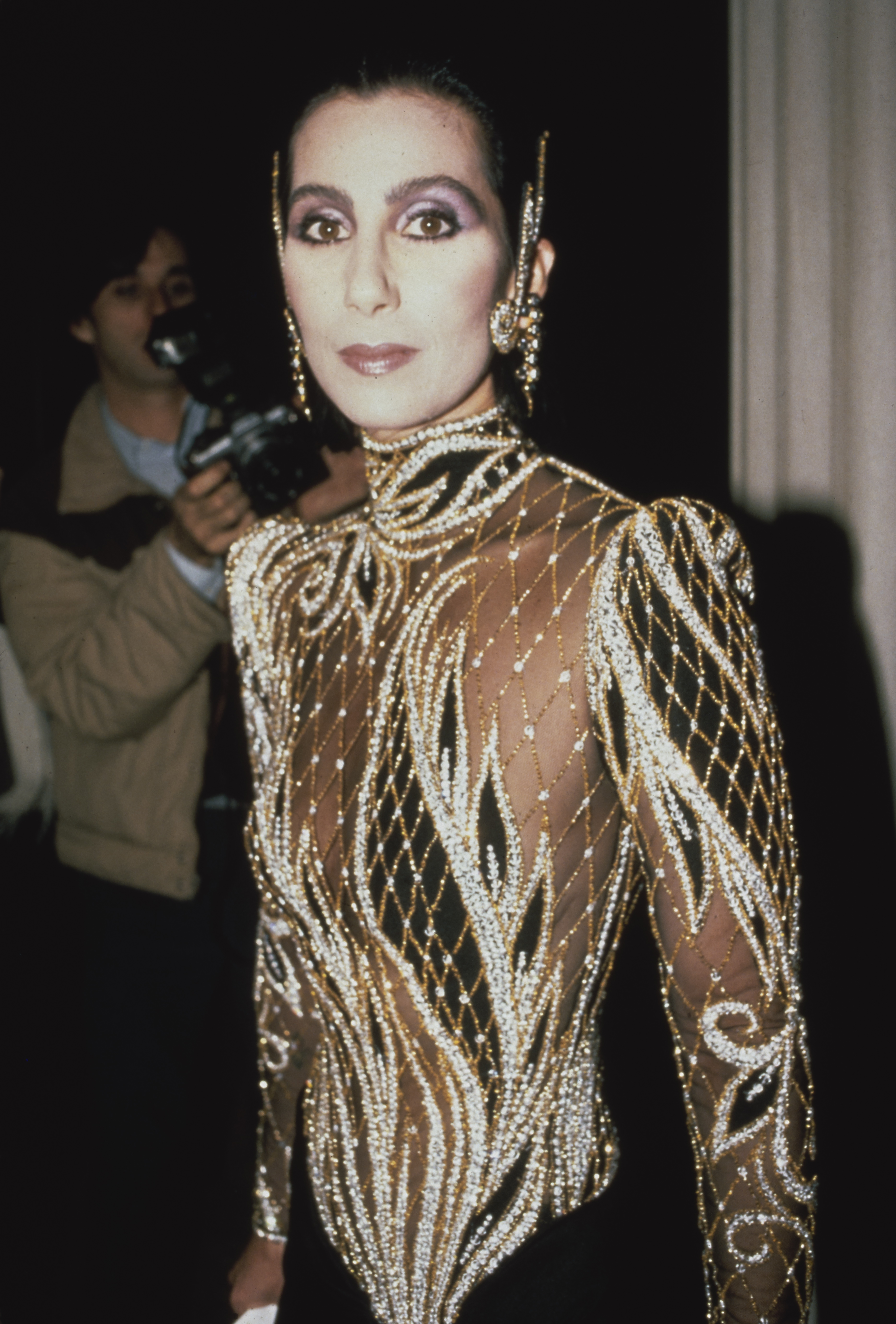 Images of celebrities at the Met Gala in the 1980s.