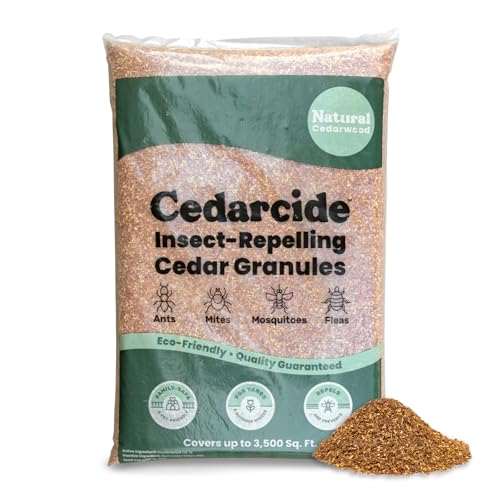 Cedarcide Original Cedar Granules &amp;ndash; Flea, Tick, Mosquito &amp;amp; Spider Repellent for Yard, Lawn, Patio &amp;amp; Garden &amp;ndash; Outdoor Insect Control &amp;ndash; for Use Around Pets, Kids &amp;amp; Family (8 Lb Covers 3,500 Sq Ft)