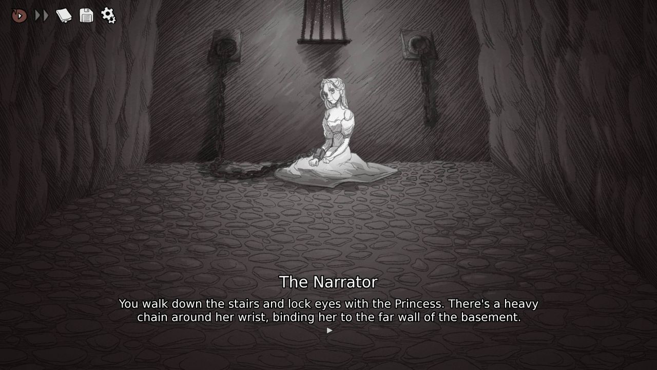 Screenshot of Slay the Princess: The Pristine Cut running on Xbox Series X.