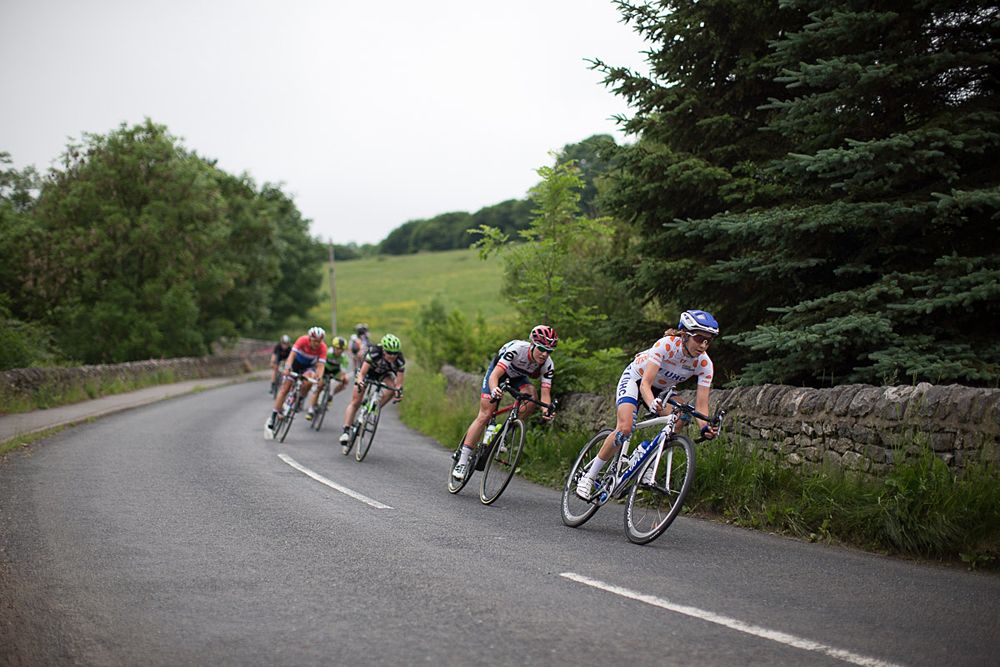Katie Hall (USA) of UnitedHealthcare Cycling Team tackles a fast descent during the Aviva Women's Tour 2016 - Stage 3