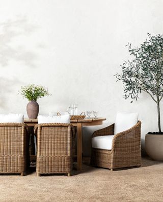 An outdoor dining table