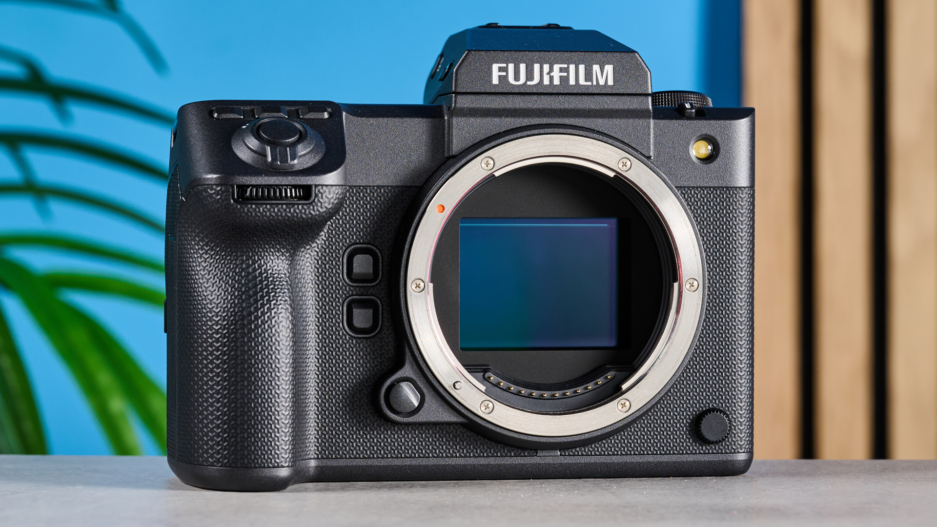 The Fujifilm GFX100 II, with its sensor on display