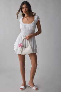UO Rosie Smocked Tiered Ruffle Romper