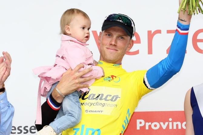 2013 Ster ZLM Toer champion Lars Boom (Blanco) on the podium with his daughter