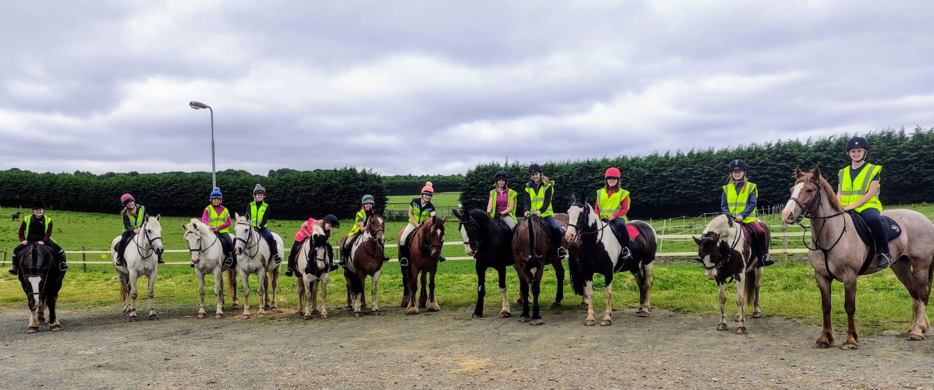 Horses and riders pictured at Tower Farm riding school, which has celebrated its 50th birthday