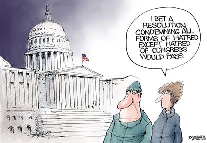 Political Cartoon U.S. Anti-hate resolution Ilhan Omar Democrats House