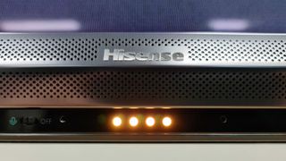 Close-up of the Hisense U80G ULED 8K TV's built-in speaker