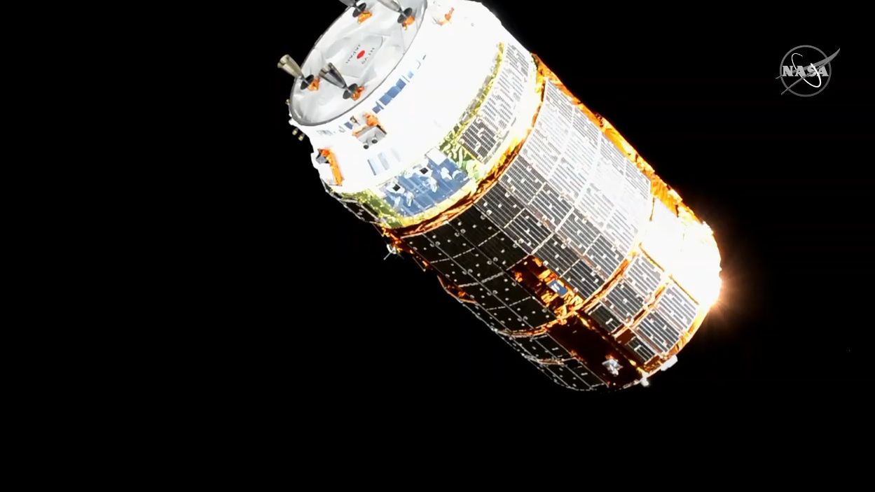 The HTV-9 cargo ship arrives at the International Space Station on May 25, 2020 to deliver more than 4 tons of supplies on the final HTV flight by the Japan Aerospace Exploration Agency (JAXA).