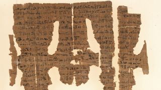 Part of an 1,800 year-old papyrus written in Demotic, an Egyptian script, containing what scholars call an "erotic binding spell." Experts are currently creating a full translation of the papyrus.