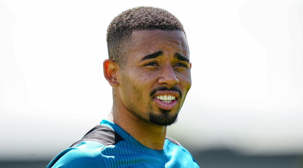 Arsenal-bound Gabriel Jesus during training