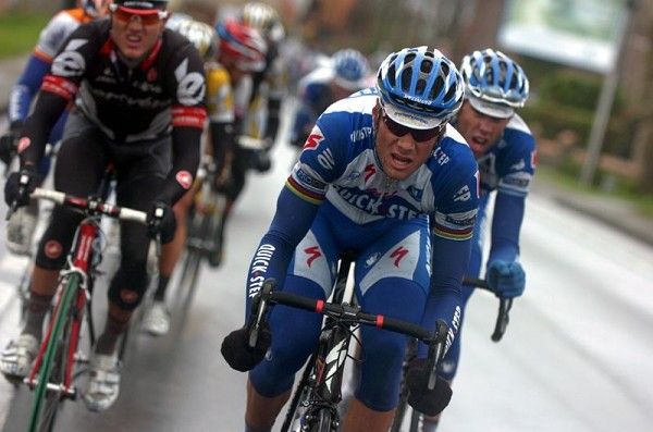 Tom Boonen (Quick Step) was in the Gent-Wevelgem escape prior to flat tyres.