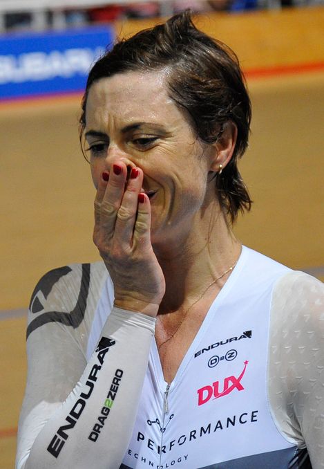 Bridie O'Donnell is overcome with emotion after setting a new Hour Record in Adelaide