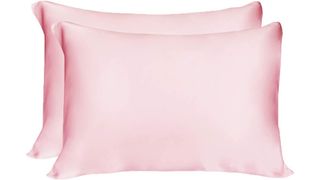 pair of pink silk pillowcases