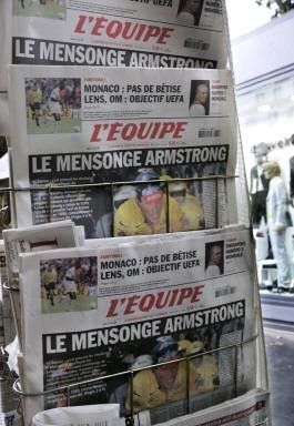 Copies of L'Equipe that ignited a fire
