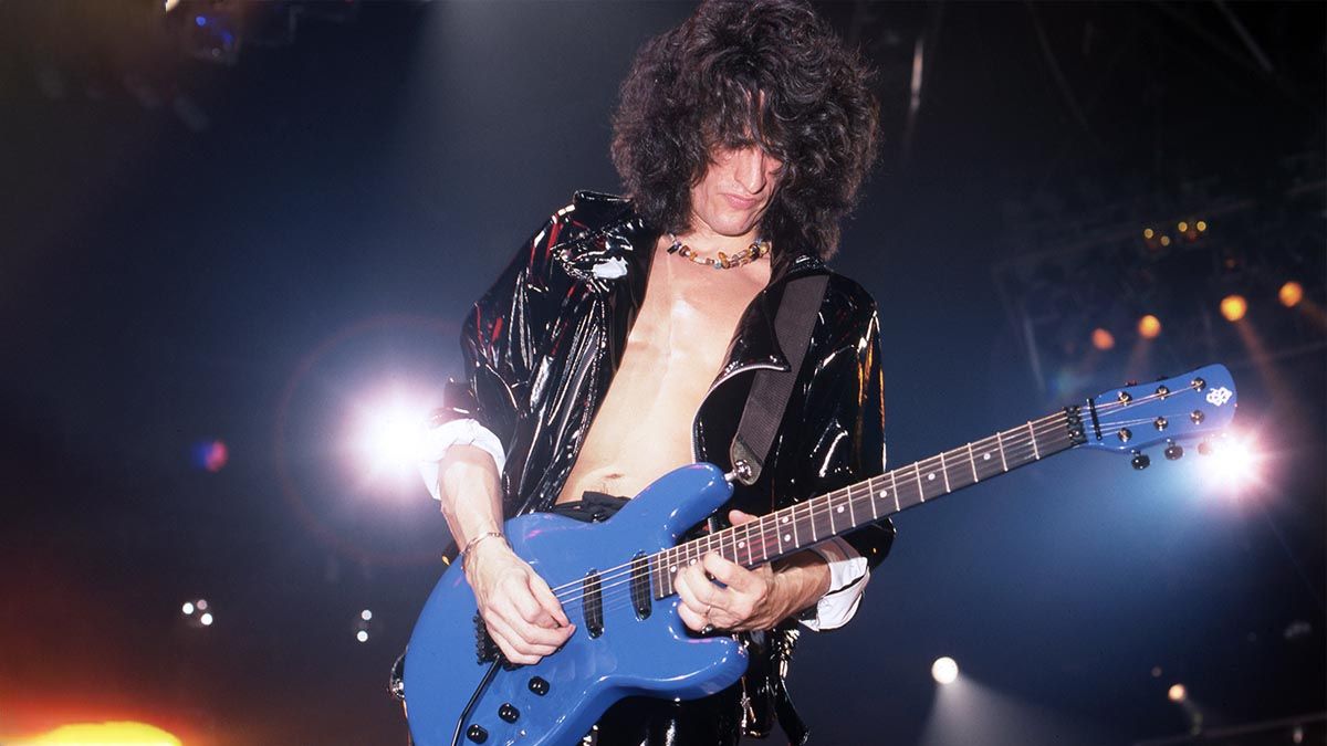 Joe Perry live onstage with Aerosmith in 1987