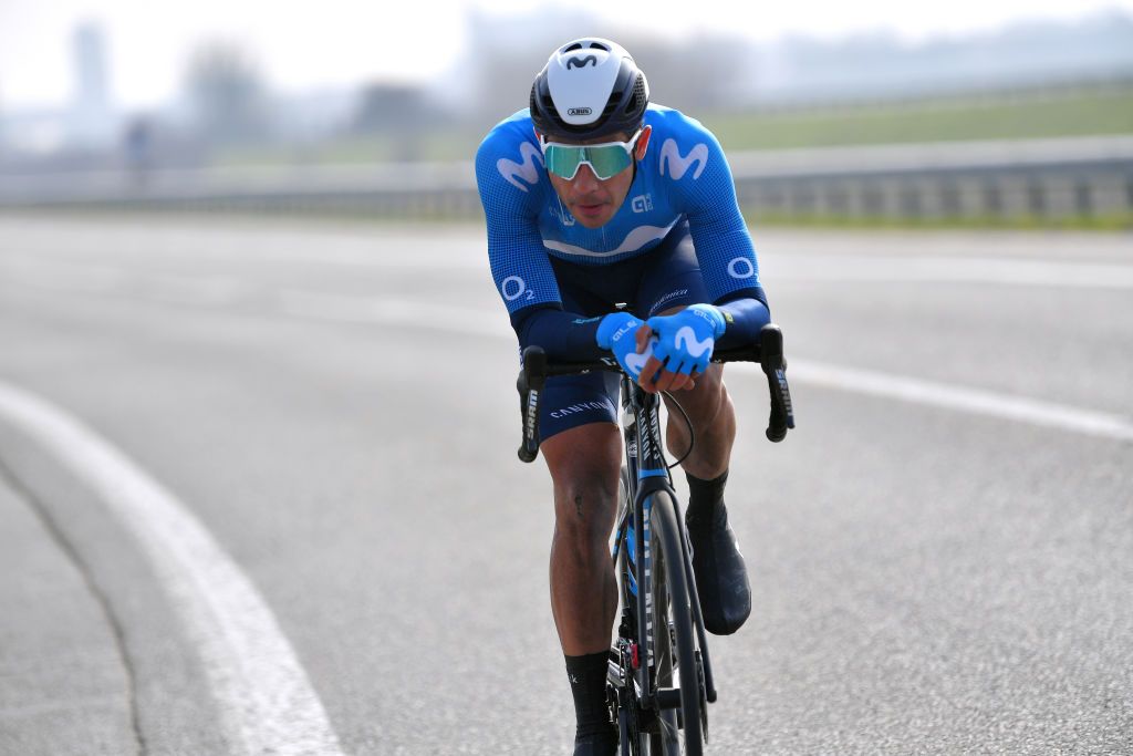 DE PANNE BELGIUM MARCH 24 Sebastian Mora Vedri of Spain and Movistar Team during the 45th Oxyclean Brugge De Panne 2021 Men Classic a 2039km race from Brugge to De Panne OxycleanClassic on March 24 2021 in De Panne Belgium Photo by Luc ClaessenGetty Images