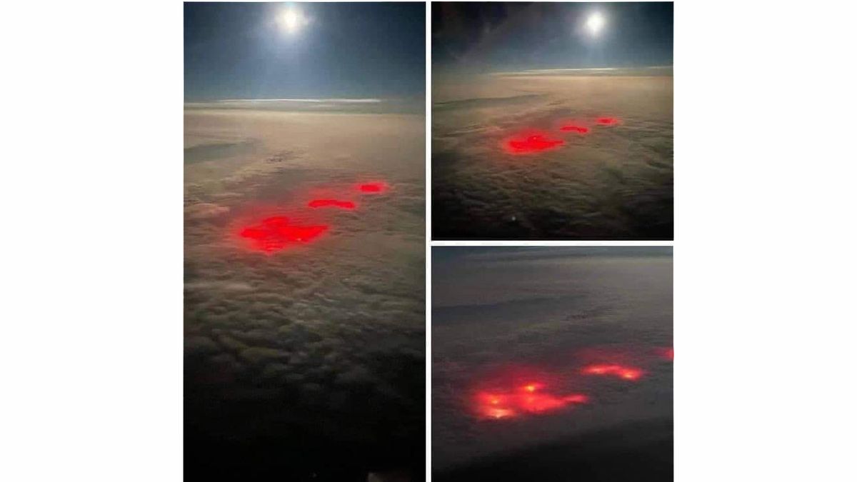 red glowing clouds from fishing vessel