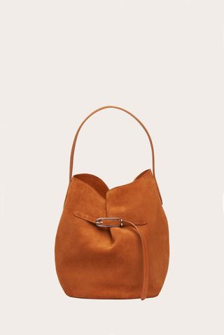 Belted Bucket Bag Large Cinnamon Suede