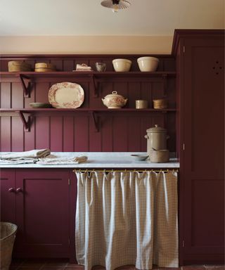 burgundy utility room