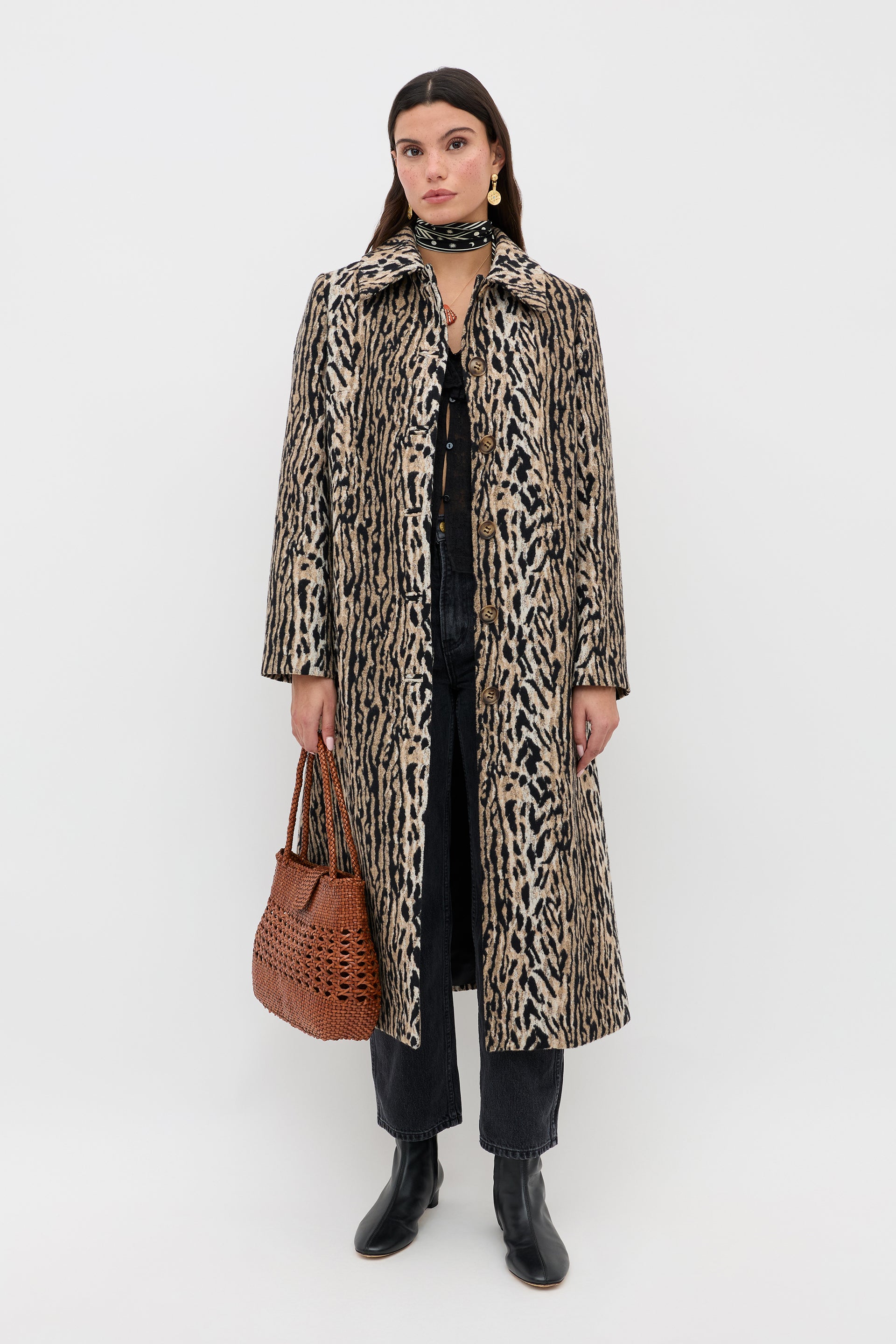 Milly Leopard Coat in Brown Bohemia Leopard
