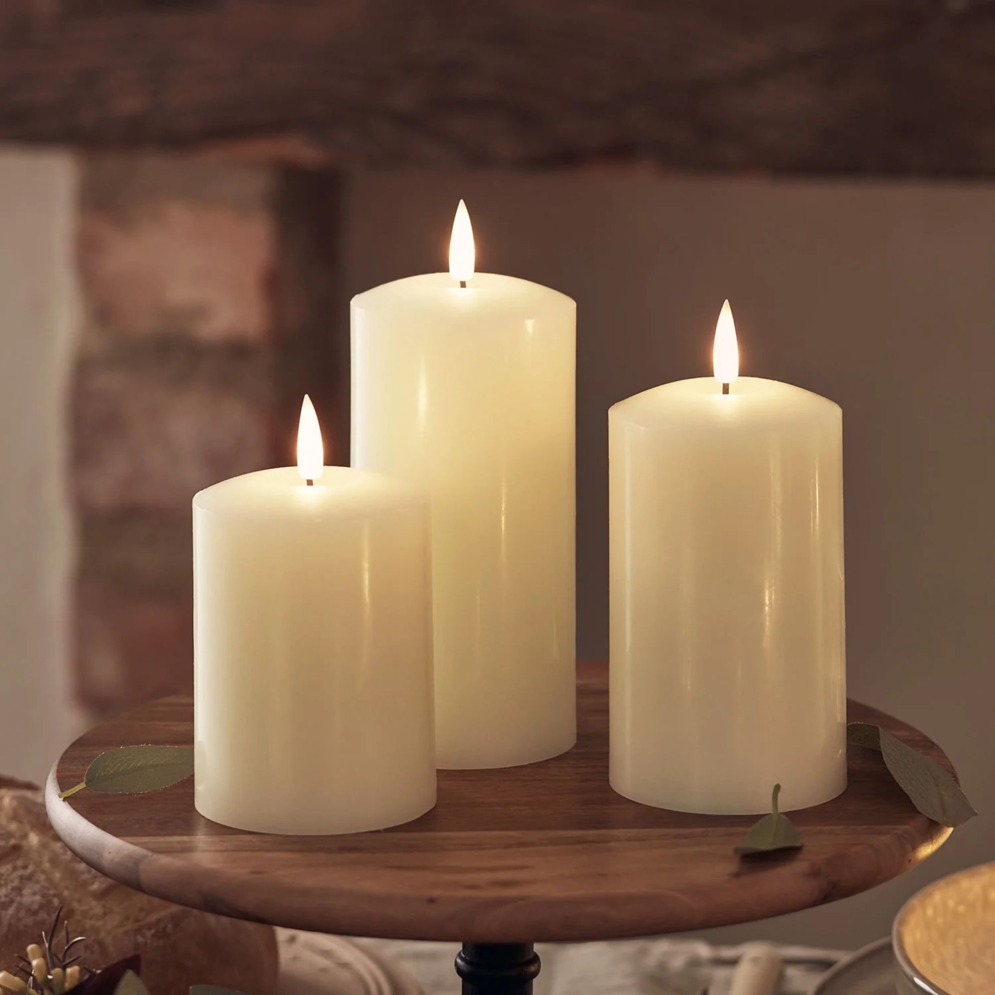 LED pillar candle trio