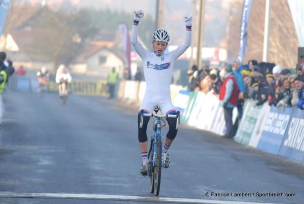 Mathieu Van Der Poel (Netherlands) celebrates victory.