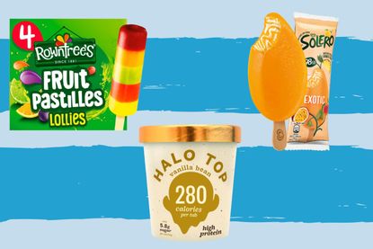 A collage of some low-calorie ice lollies