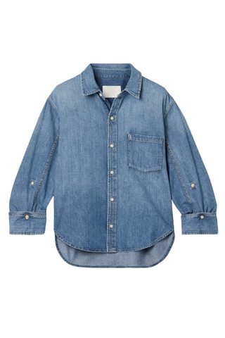 Kayla Shrunken Cotton-Chambray Shirt