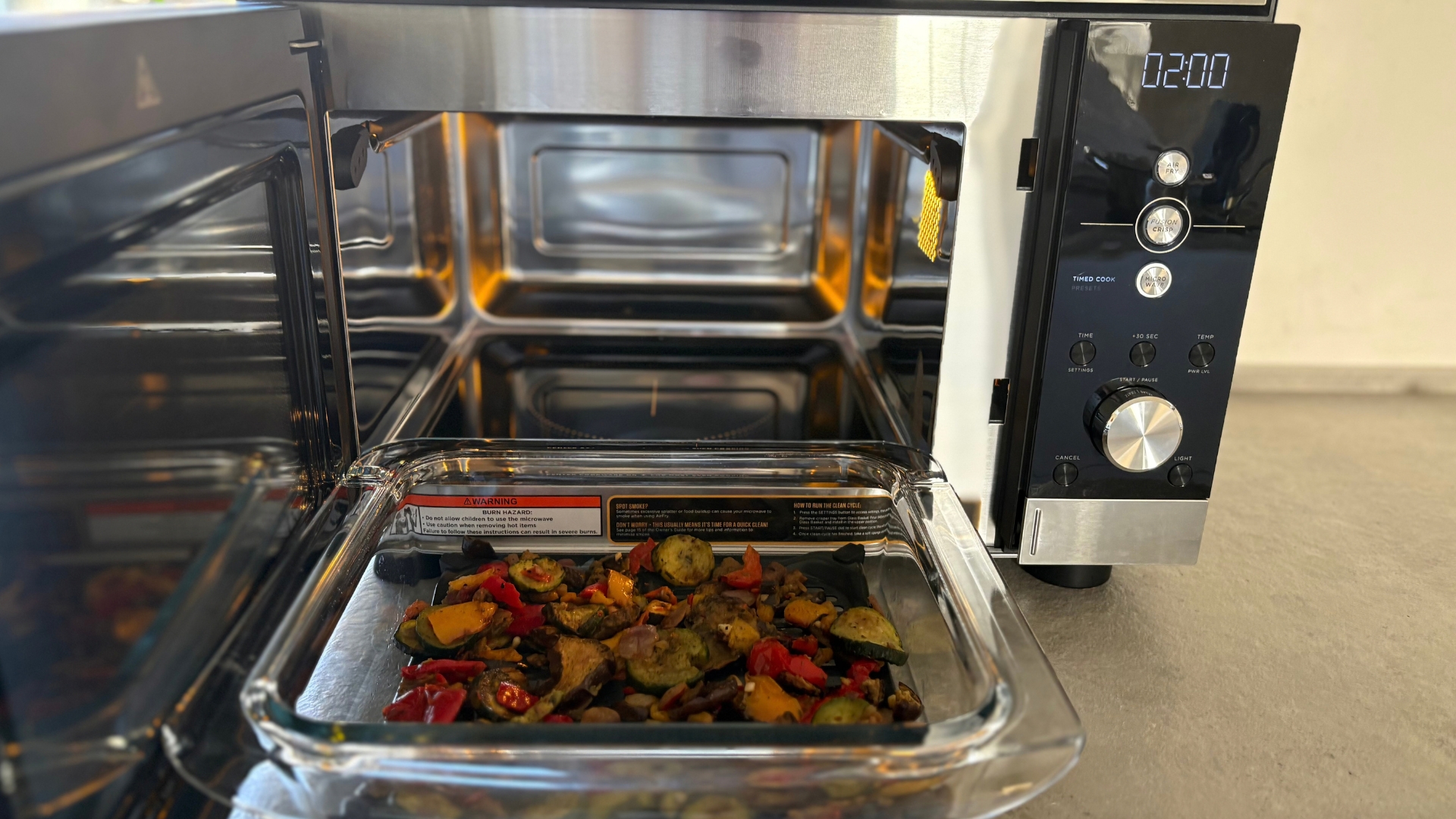 Testing the Ninja Crispi Microwave Air Fryer and Oven by grilling vegetables