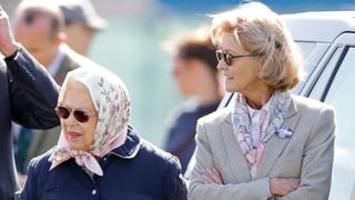 Queen Elizabeth II and Penny Knatchbull, Countess Mountbatten of Burma attend day 3 of the Royal Windsor Horse Show