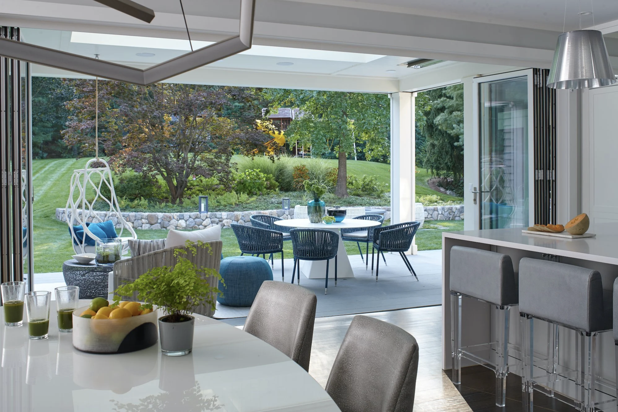 outdoor dining area near a kitchen