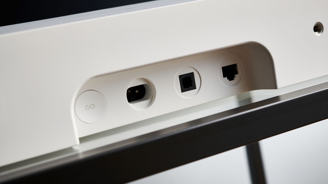 Sonos Ray on glass shelf in living room