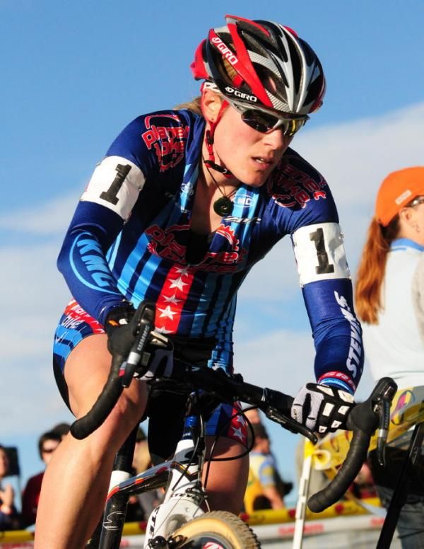 Katie Compton (Planet Bike) with a half lap left.