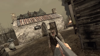 a screenshot of Resident Evil 4 VR on Meta Quest 2