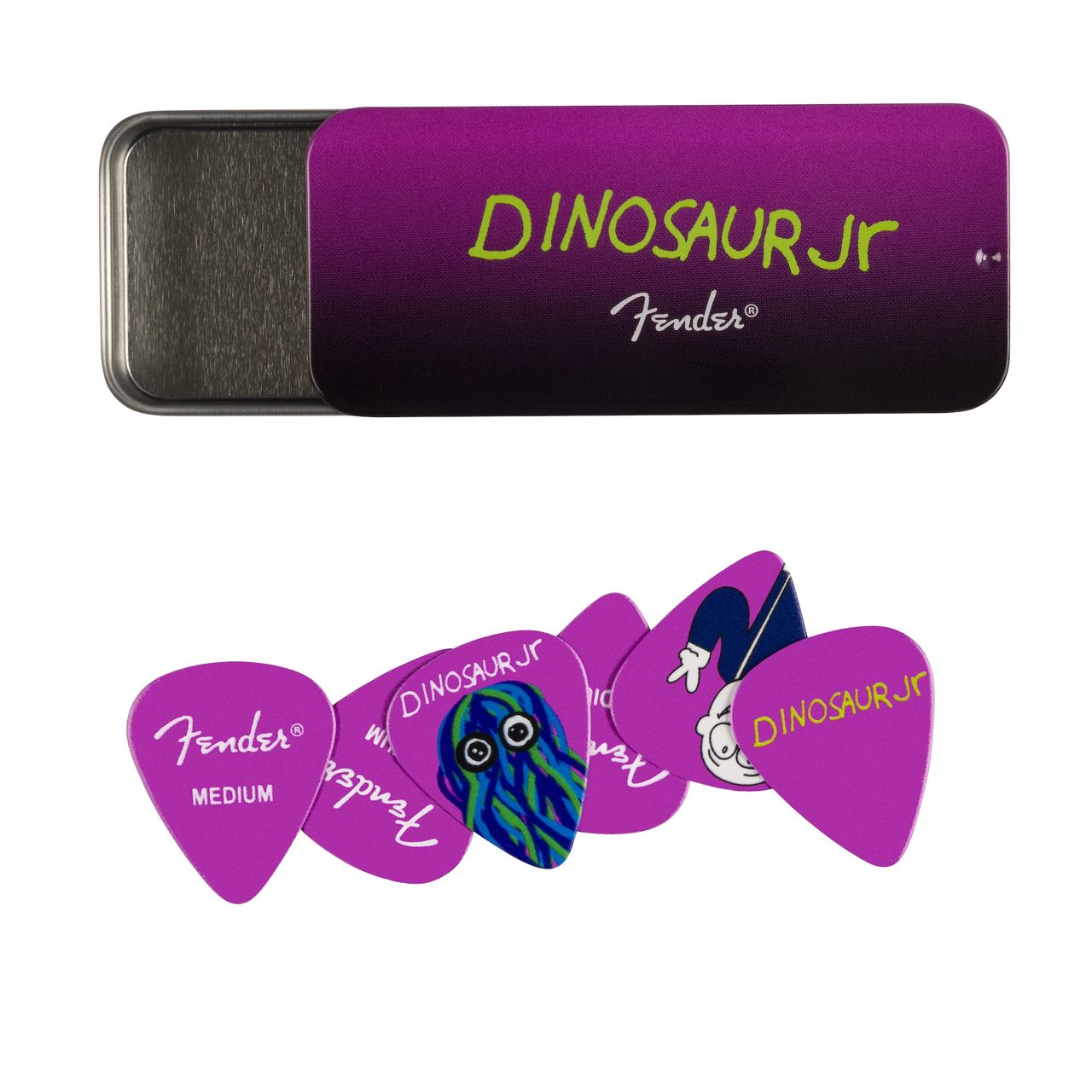 Fender's J Mascis signature guitar picks, and guitar pick tin
