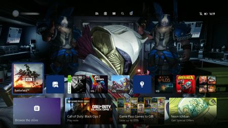Xbox Series X dashboard and game tiles