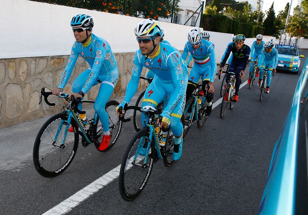 The Astana team out on a training ride