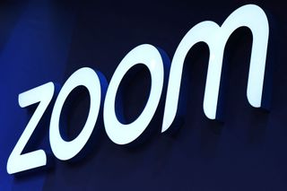 Zoom logo on a big blue board