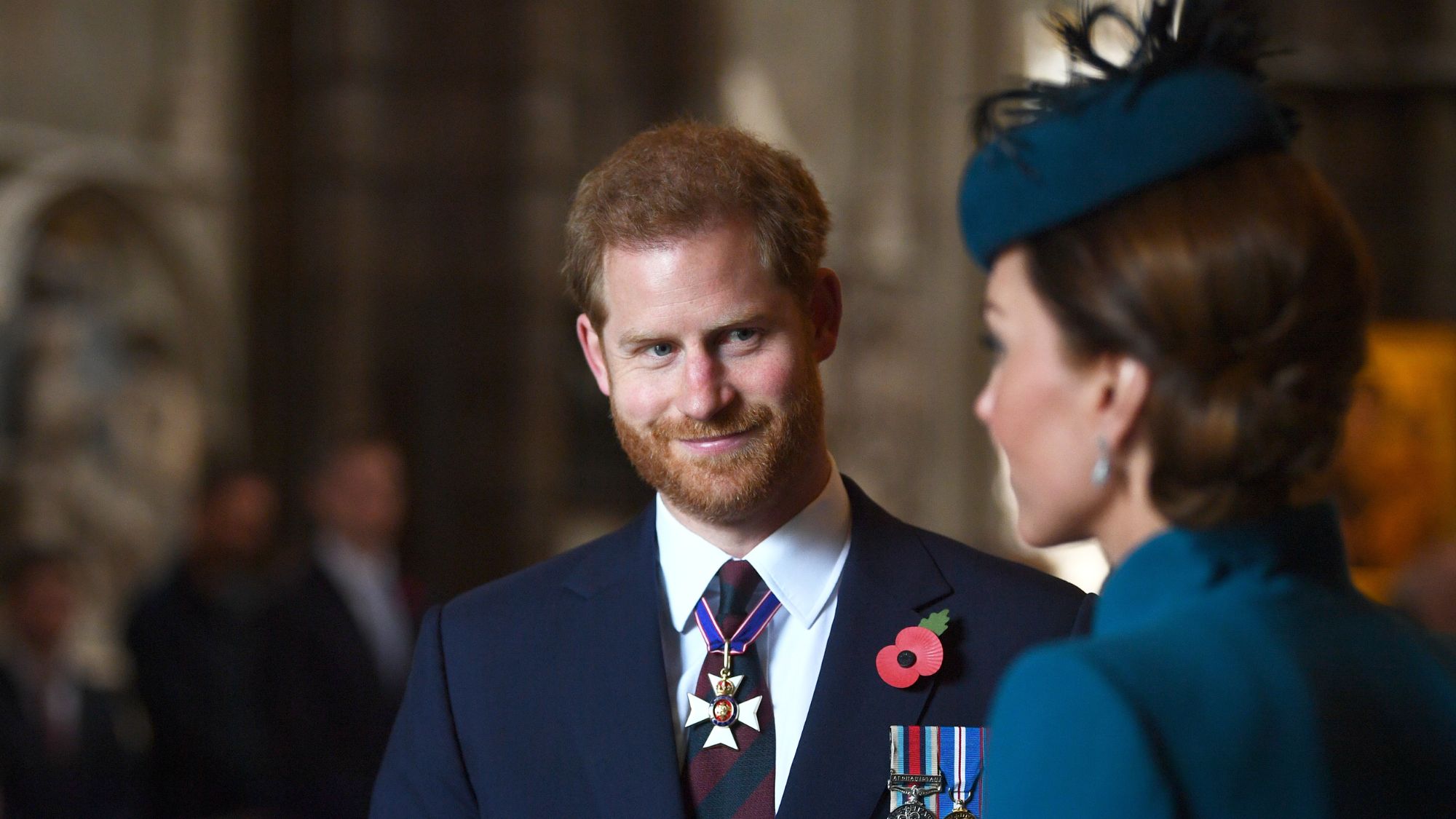 Prince Harry and Princess Kate attend the ANZAC Day service of Commemoration and Thanksgiving at Westminster Abbey in 2019